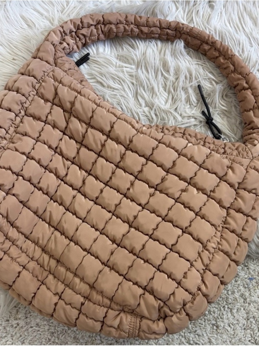 Free People FP Movement Beige Tan Quilted Carryall Tote - Picture 4 of 7